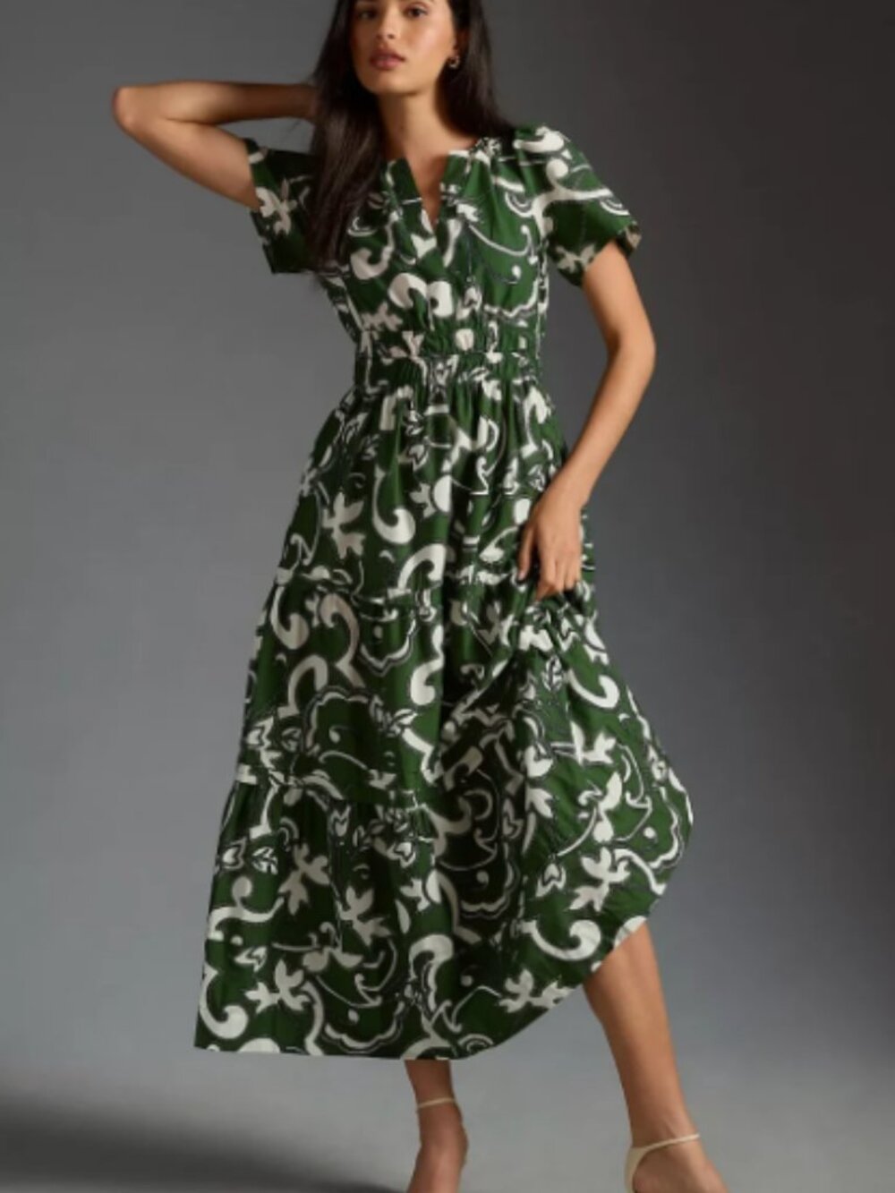 Anthropologie Somerset Maxi Dress XS Green Paisley